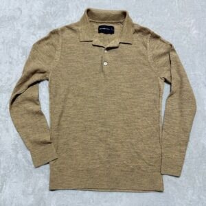 Abercrombie Fitch Mens Textured Knit Polo Sweater Long Sleeve Tan Size L